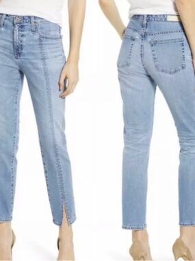 Ag Adriano Goldschmied Isabelle High Rise Straight Crop with Split Hem. Size 26